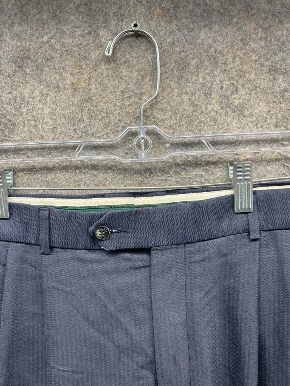 Lacoste Dress Pants Men 34 Blue Pleated Tapered Striped Rayon Blend Classic